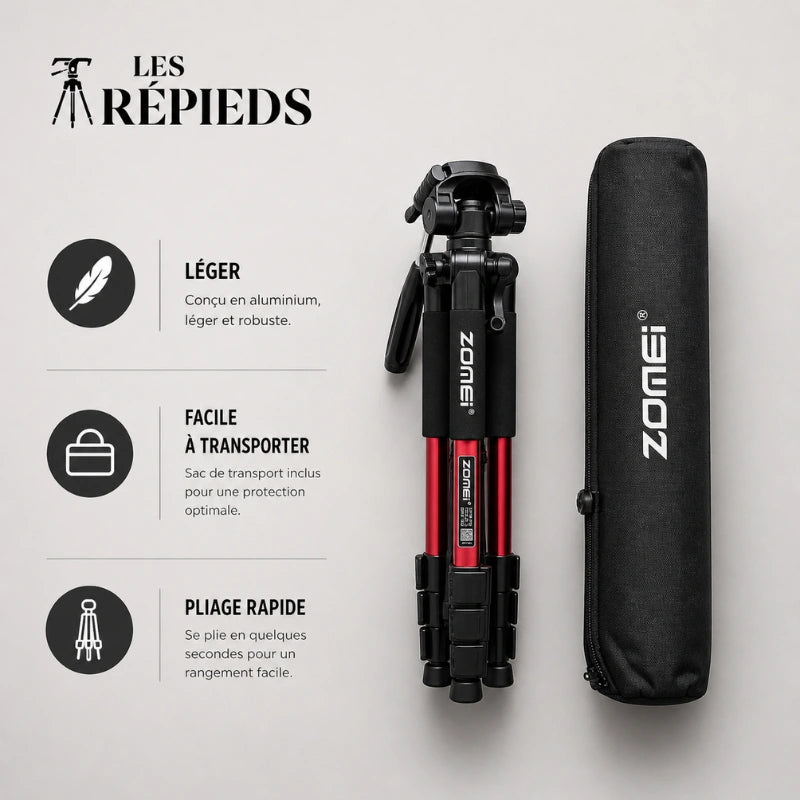 Trépied téléphone rouge 140 CM - Grips En Mousse