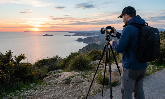 Photographe utilisant un trépied en studio pour des prises de vue créatives