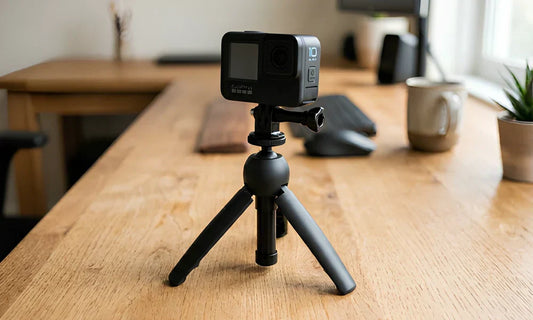 GoPro fixée sur un petit trépied flexible pour capturer des scènes d'action