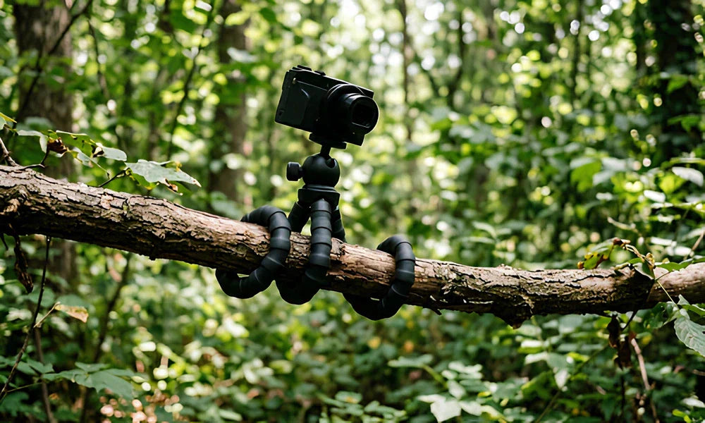 Trépied flexible Gorilla enroulé autour d'une branche en extérieur