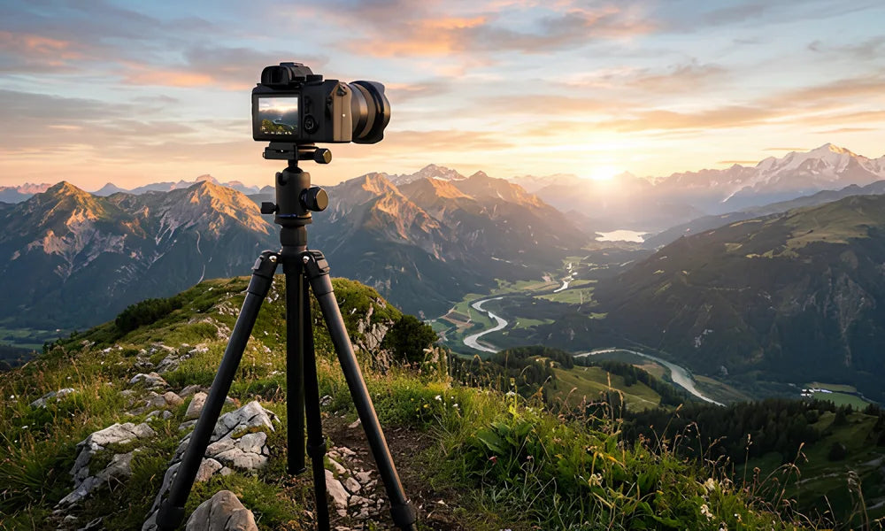 Trépied photo et trépied vidéo côte à côte pour comparaison