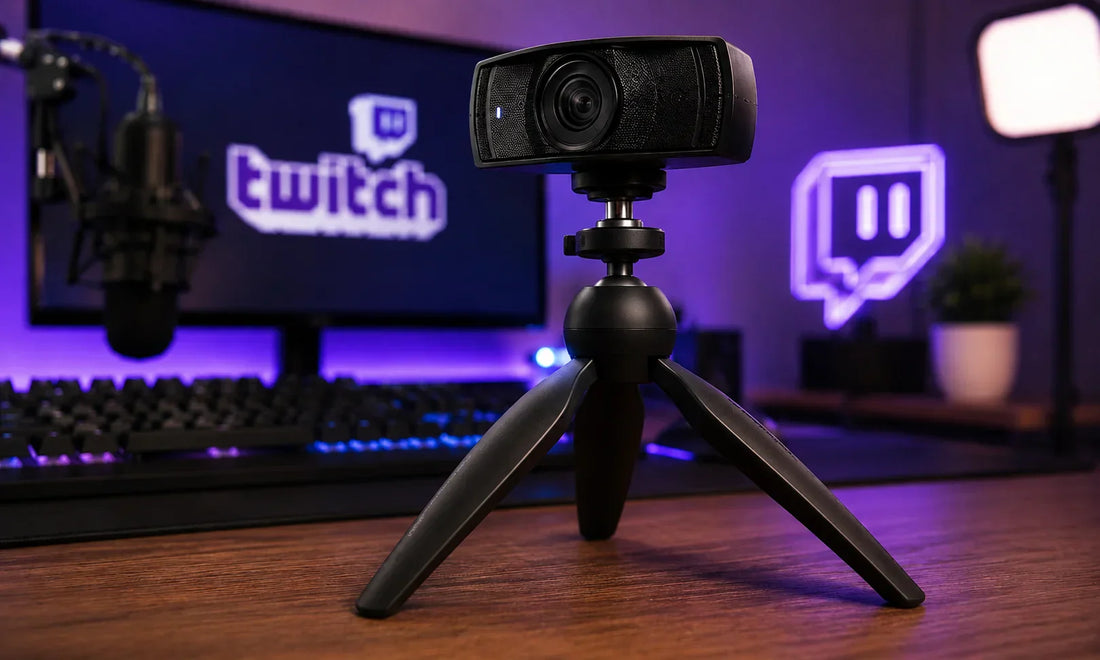 Trépied pour caméra utilisé lors d’un stream Twitch en direct