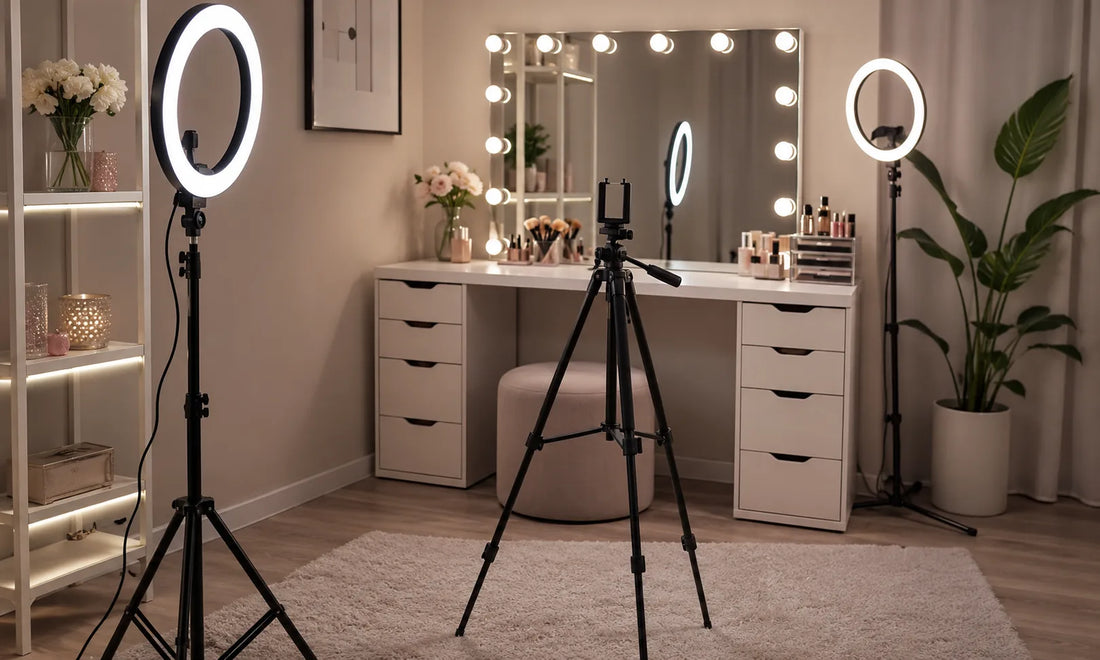 Trépied maquillage : ring light et coiffeuse