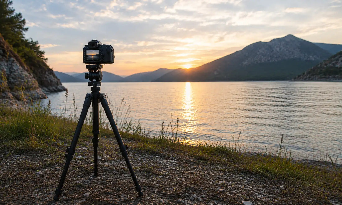 Trepied robuste avec appareil photo reflex monte pour la photographie