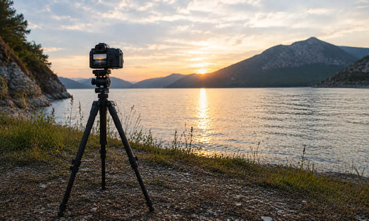 Trepied robuste avec appareil photo reflex monte pour la photographie