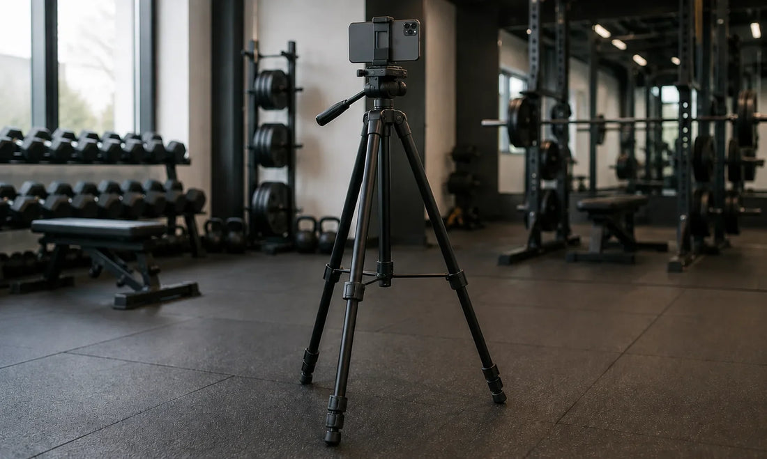 Trépied téléphone dans une salle de sport