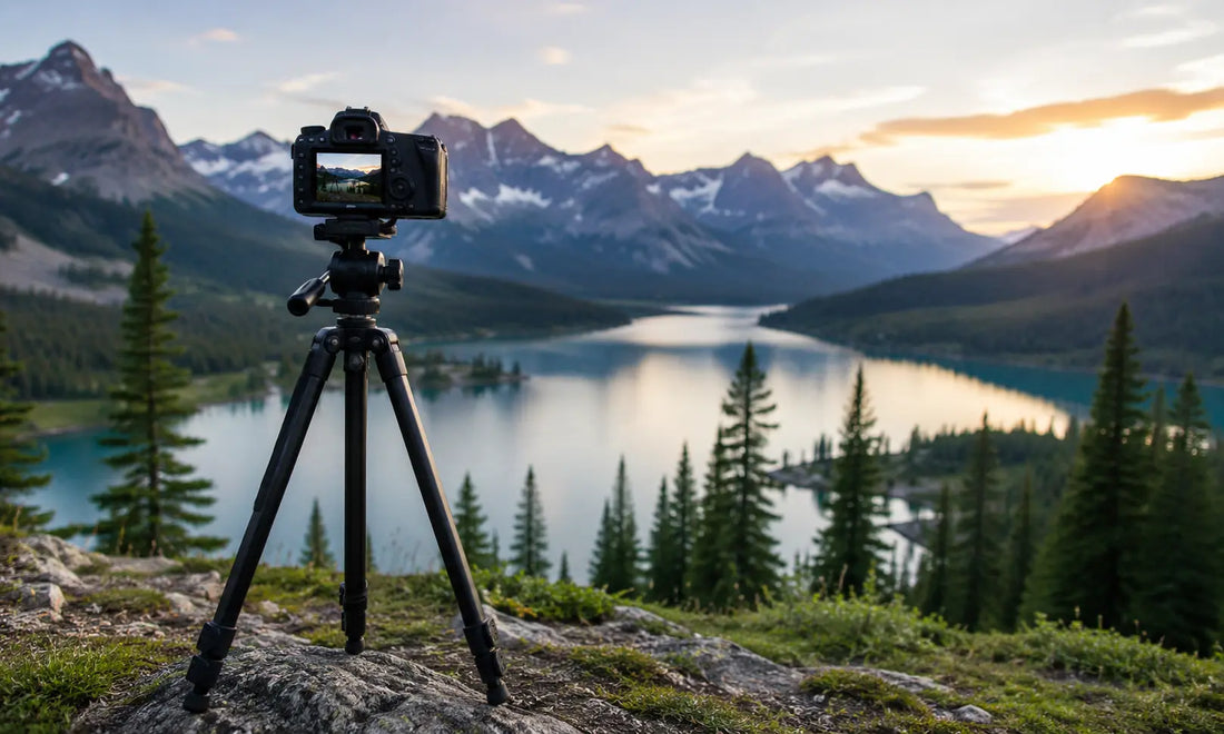 Portrait d un photographe et d un vlogueur utilisant chacun un trepied adapte