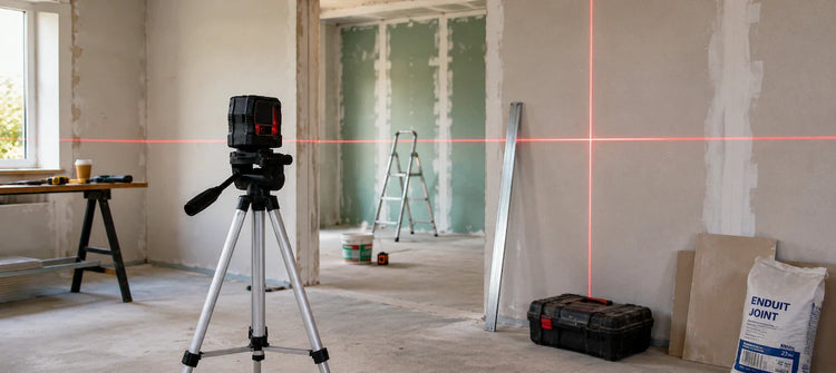 Trépied laser sur chantier