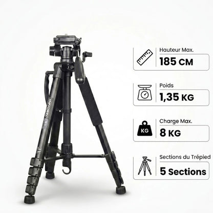 Trépied aluminium 185 CM - Grips en mousse