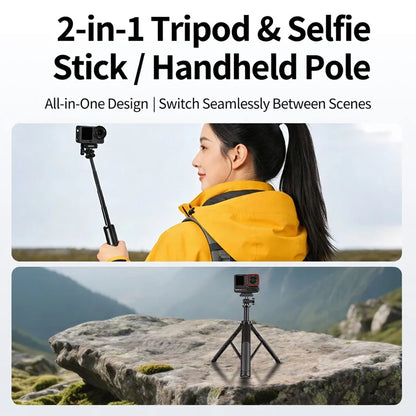 Pieds repliables du trépied GoPro 65 cm ouverts pour poser la caméra sur une surface plane