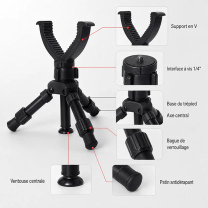 Trépied Chasse Portable Noir Réglable | Support Extérieur Stable