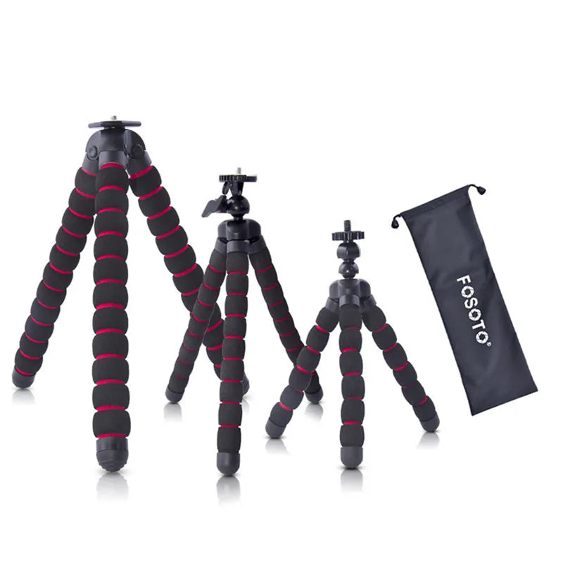 Trépied Flexible Mousse 18 CM Noir & Rouge | Compact & Caméra d’Action | Vis 1/4 Pouce, Charge 500 G