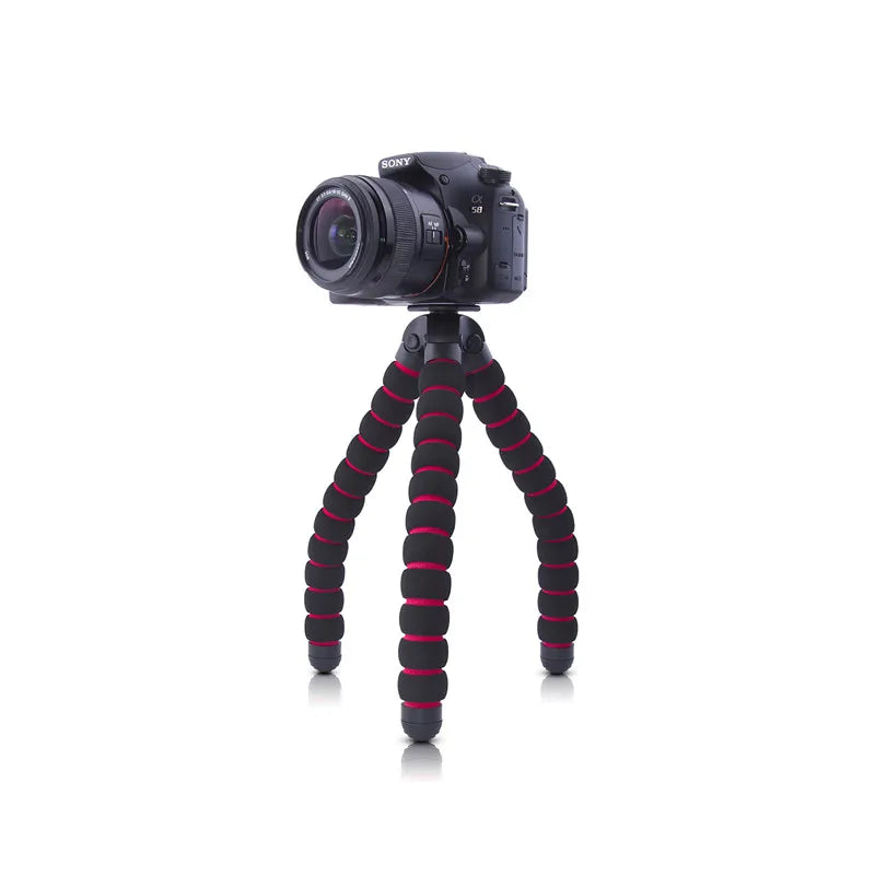Trépied Flexible Mousse 18 CM Noir & Rouge | Compact & Caméra d’Action | Vis 1/4 Pouce, Charge 500 G