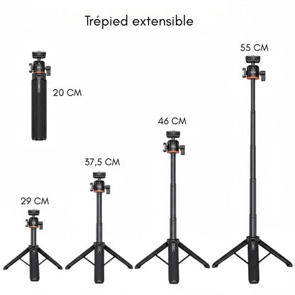 Dimensions du mini trépied appareil photo extensible 