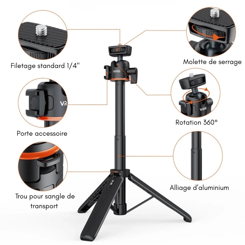 Informations sur le mini trépied appareil photo extensible