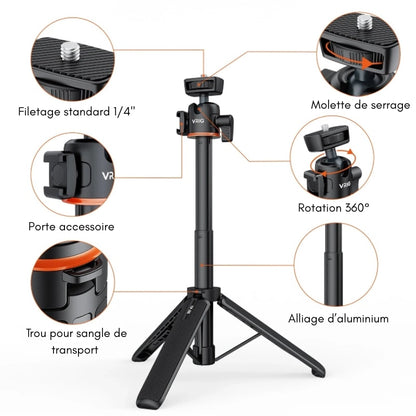 Informations sur le mini trépied appareil photo extensible