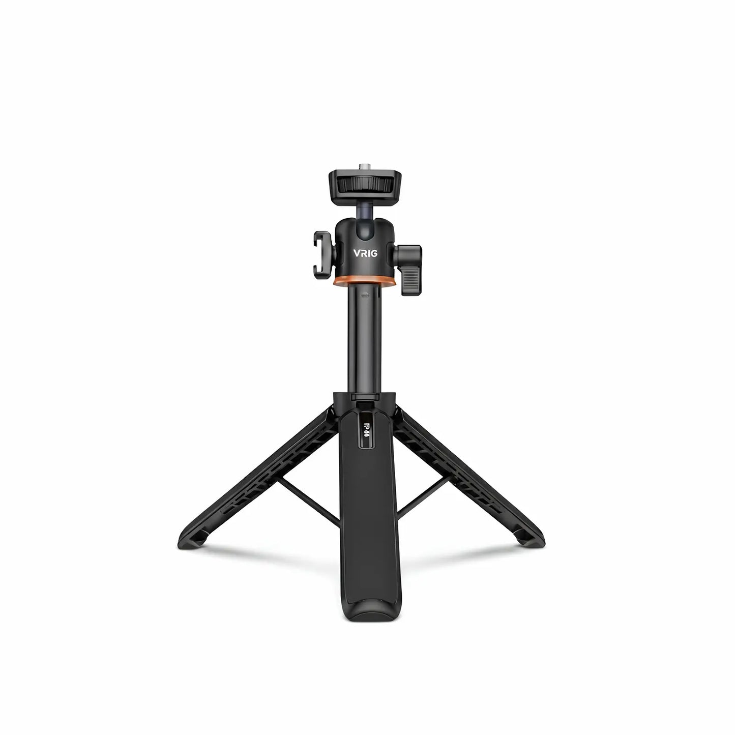 Mini trépied appareil photo extensible sur fond blanc