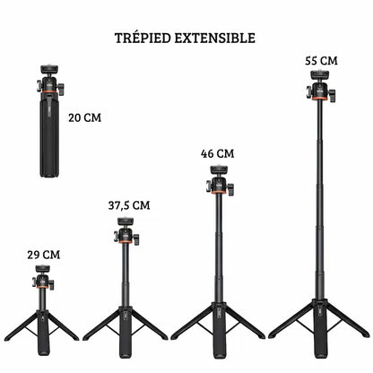 Dimensions du mini trépied appareil photo extensible 