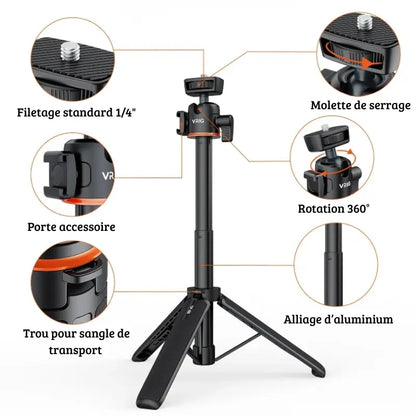 Informations sur le mini trépied appareil photo extensible