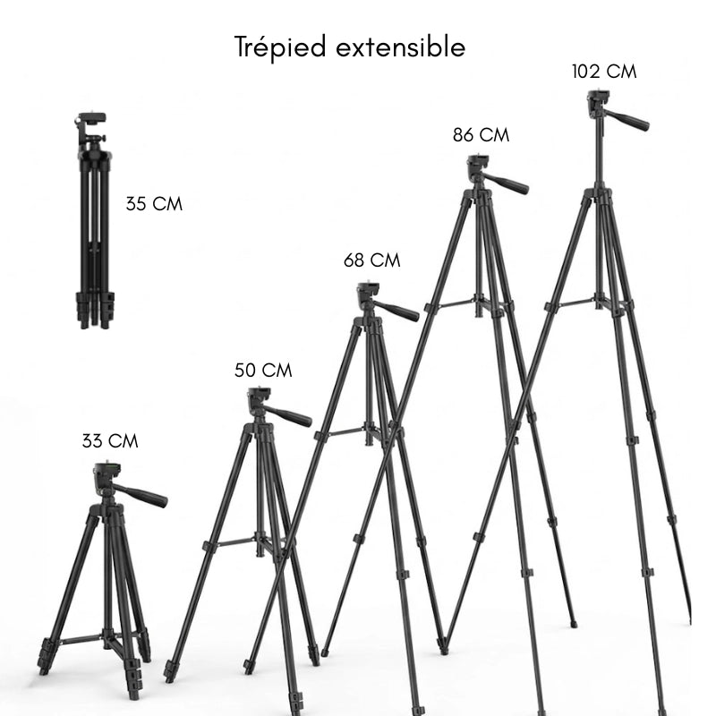 Dimensions du trépied aluminium noir