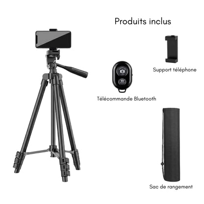 Produits inclus avec le trépied téléphone noir