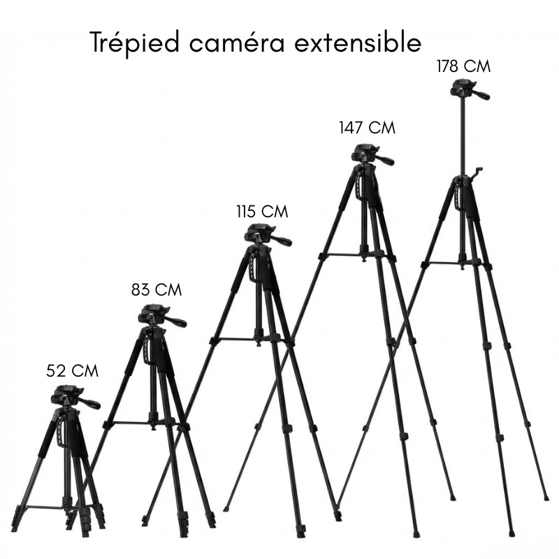 Dimensions du trépied appareil photo 178 CM grips en mousse