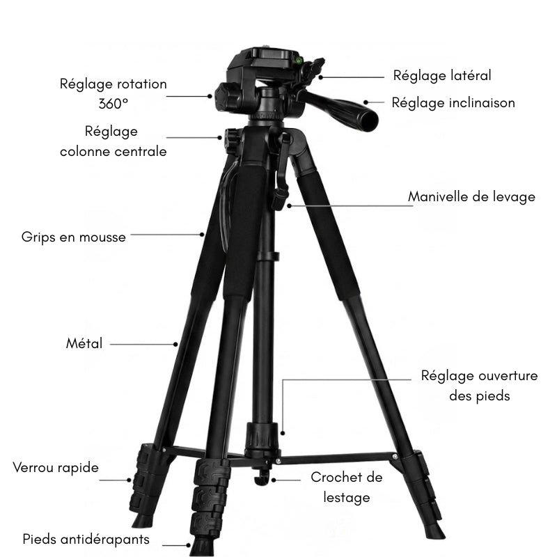 Informations sur le  trépied appareil photo 178 CM grips en mousse