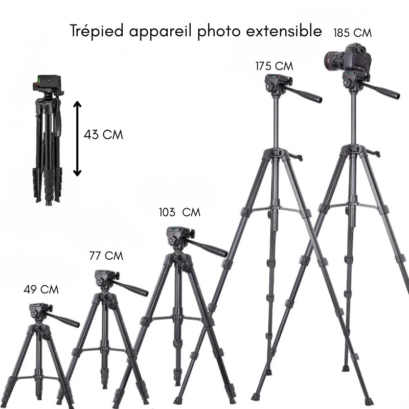 Dimensions du trépied appareil photo 185 CM noir