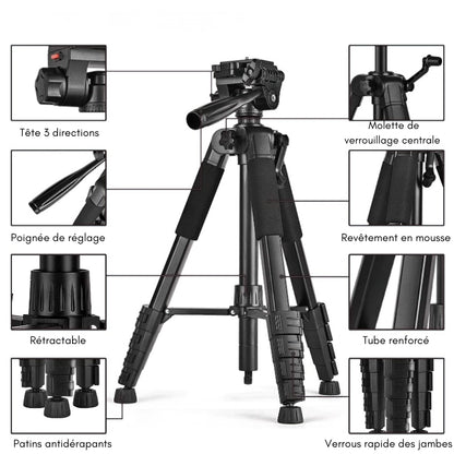 Informations sur le  trépied appareil photo 188 CM grips en mousse