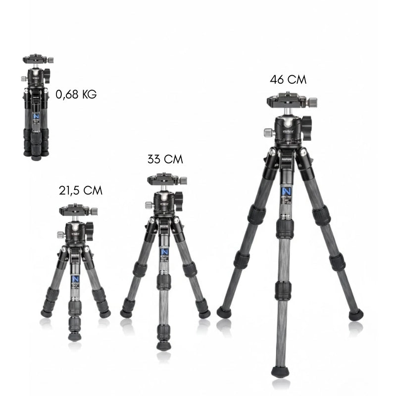 Dimensions du trépied carbone 46 CM