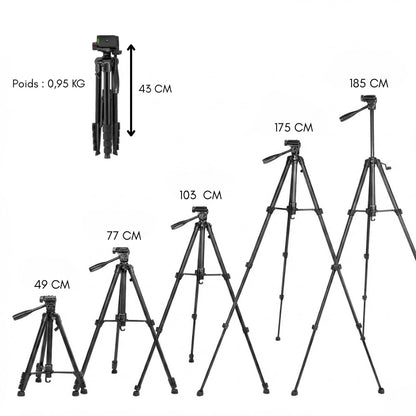 Dimensions du trépied jumelles 185 CM noir