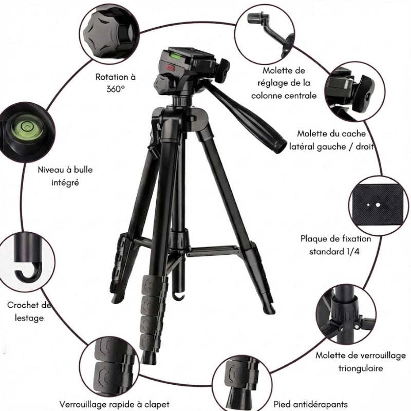 Informations du trépied jumelles 185 CM noir