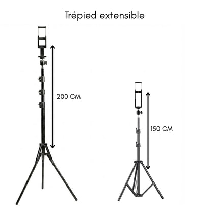 Dimensions du trépied tablette 200 CM noir