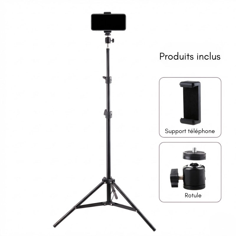 Produits inclus avec le trépied téléphone 160 CM noir