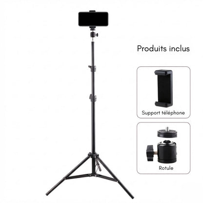 Produits inclus avec le trépied téléphone 160 CM noir
