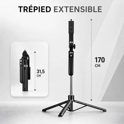 Trépied téléphone 170 CM - Noir