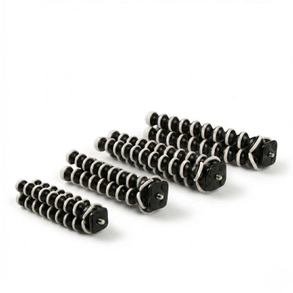 Trépieds flexibles noirs et blancs sur fond blanc 