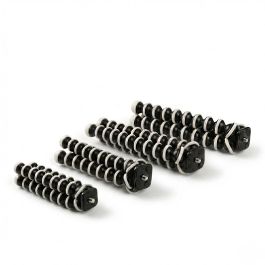 Trépieds flexibles noirs et blancs sur fond blanc 