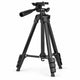 Trépied Appareil Photo 134 CM Noir Aluminium | Tête à Poignée 360°, Support Téléphone & Housse inclus