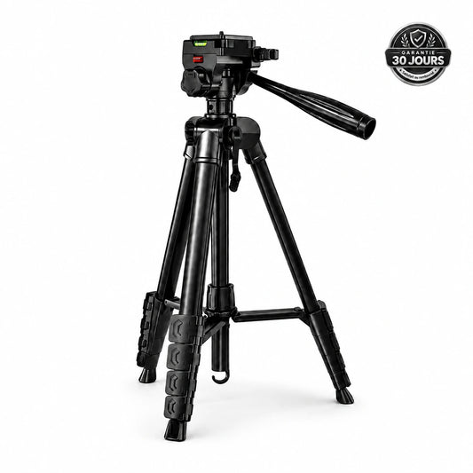 Trépied Appareil Photo 185 CM Noir Aluminium | Reflex, Hybride & Smartphone | Vis 1/4" & Sac de Rangement inclus