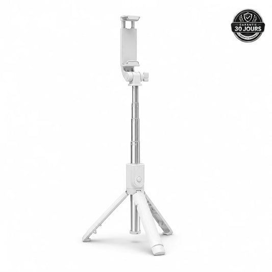 Mini Trépied Téléphone 70 CM Blanc | iPhone & Android | Perche Selfie & Télécommande Bluetooth