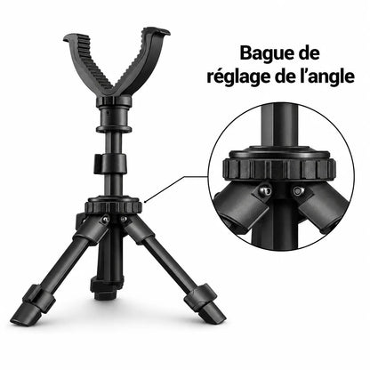 Trépied Chasse Réglable Aluminium avec Support en V | Rotation 360°