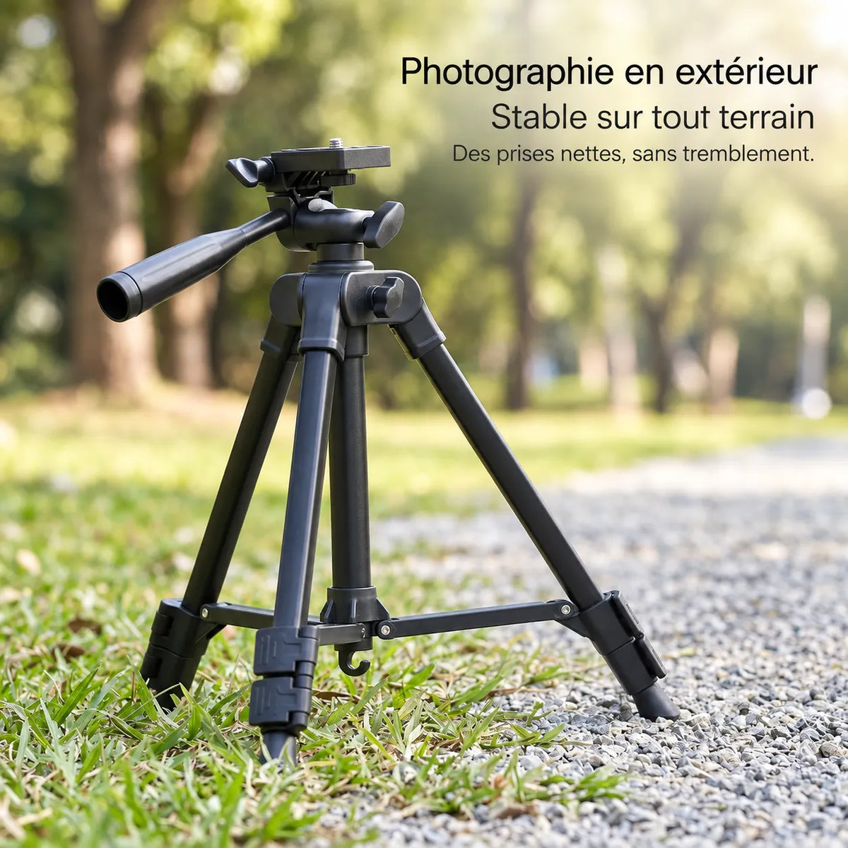 Mini Trépied Appareil Photo 63 CM Noir à Poignée | Tête 360°, Support Téléphone & Housse inclus