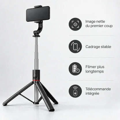 Trépied Téléphone 172 CM Noir | iPhone & Android | Rotation 360° & Grande Extension