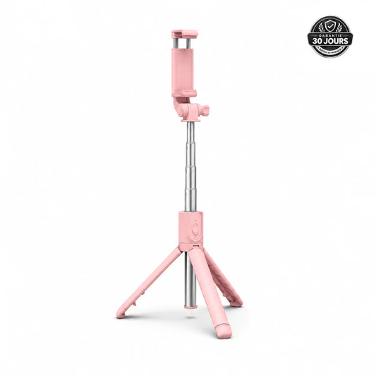 Mini Trépied Téléphone 70 CM Rose | iPhone & Android | Perche Selfie & Télécommande Bluetooth