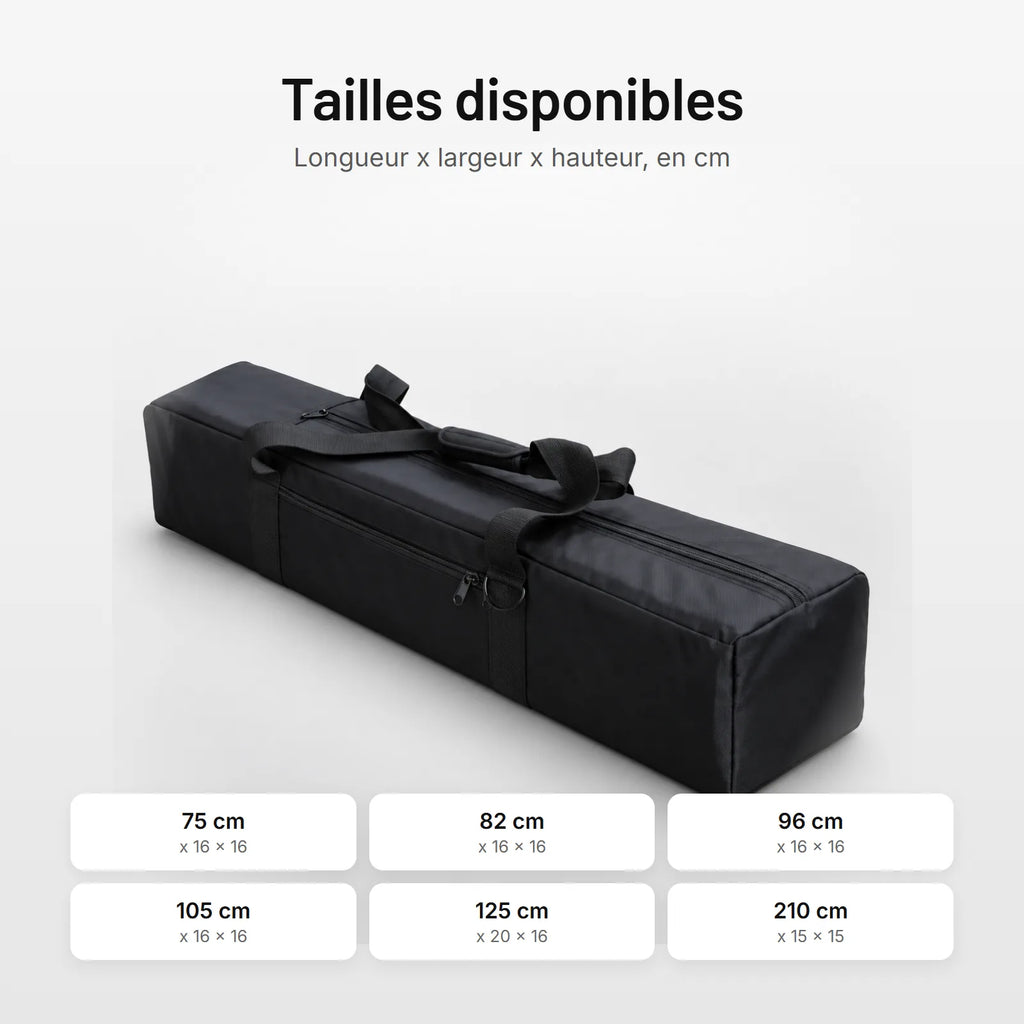Housse trépied nylon, six tailles de 75 à 210 cm