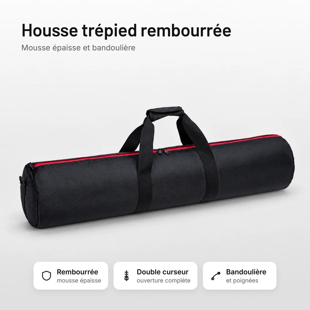 Housse trépied rembourrée, mousse épaisse, double curseur et bandoulière
