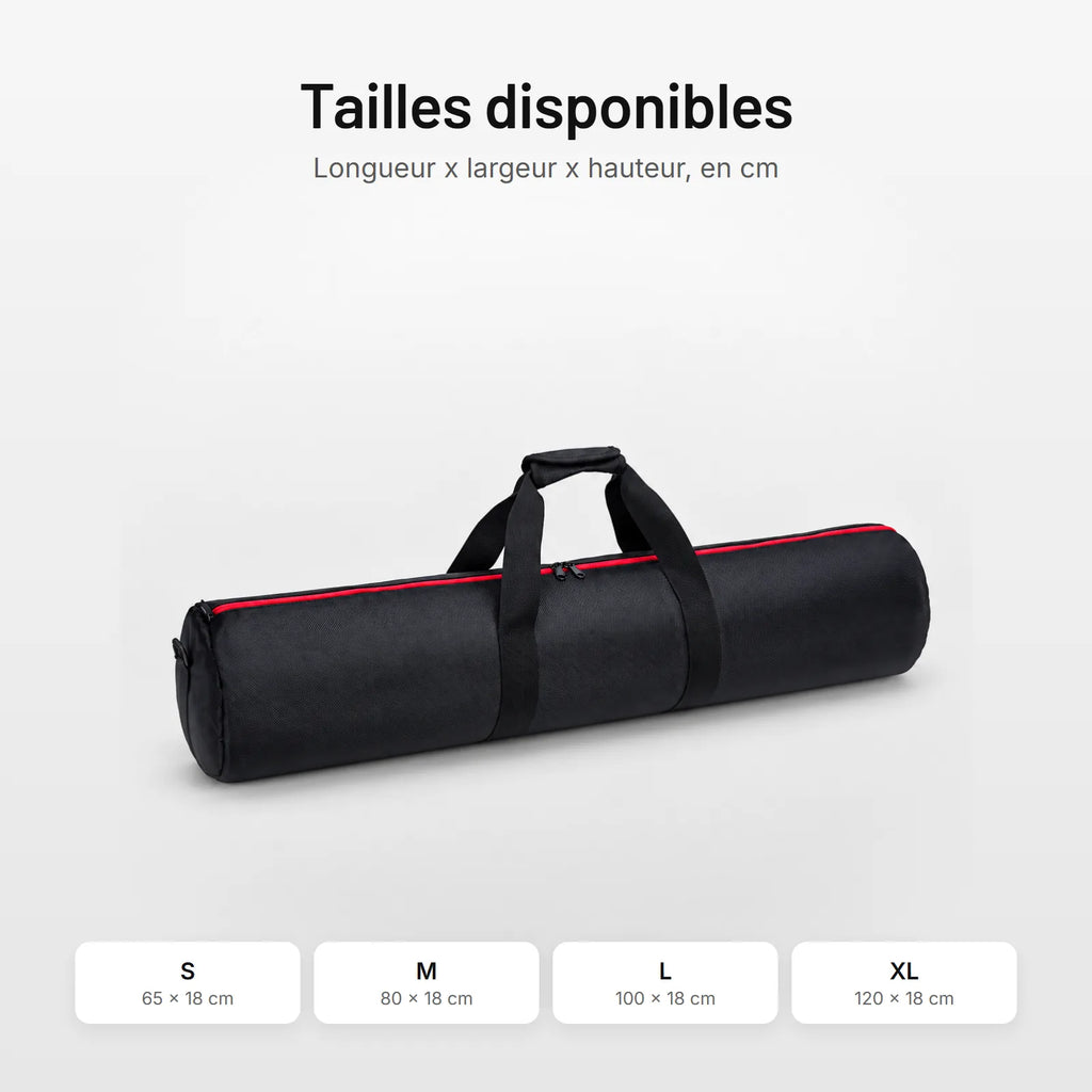 Housse trépied rembourrée, tailles S, M, L et XL de 65 à 120 cm