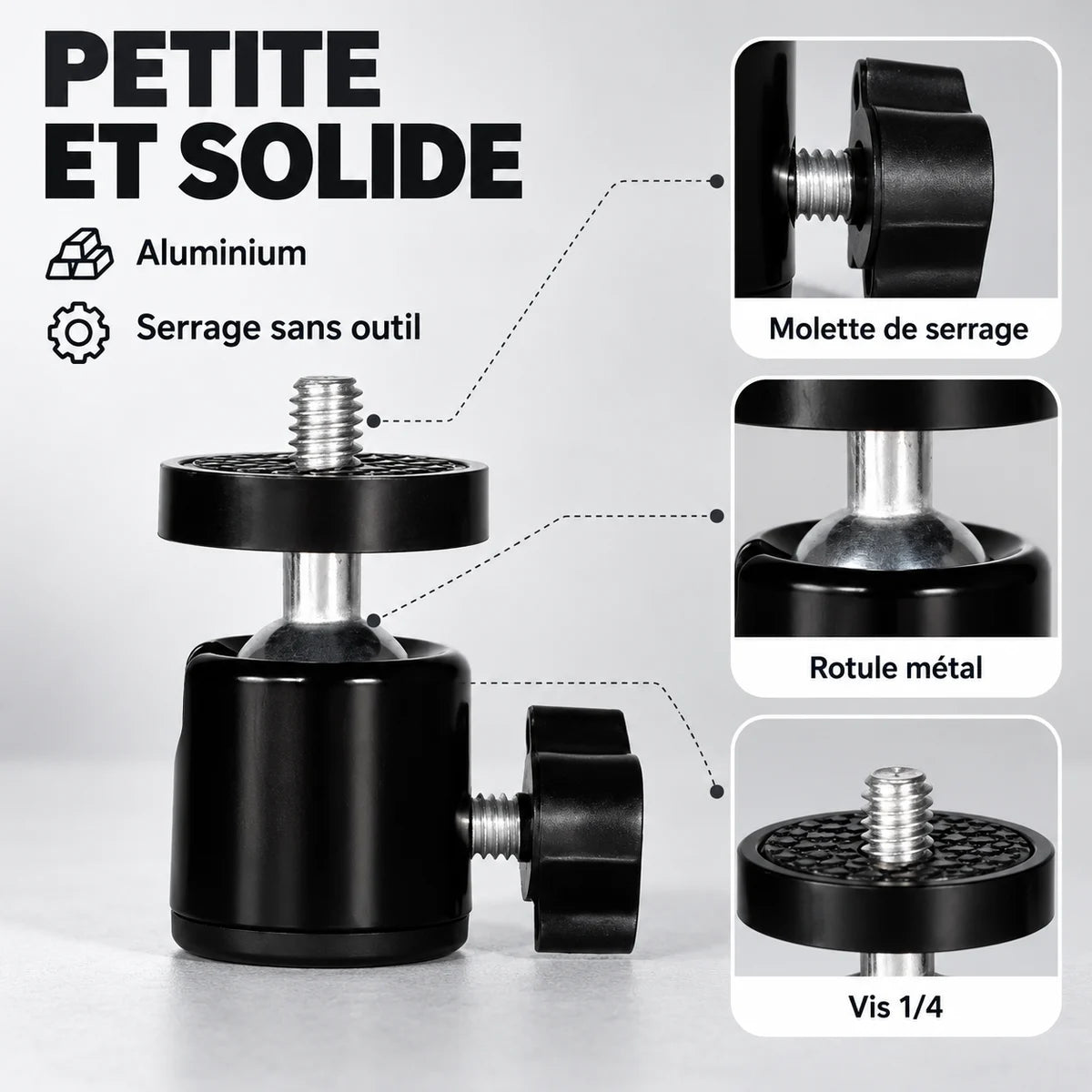 Mini rotule trépied 1/4 – détails
