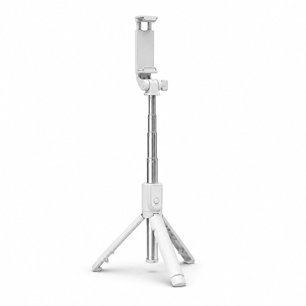 Mini Trépied Téléphone 70 CM Blanc - vue principale du trépied pour téléphone, iPhone & Android, Perche Selfie & Télécommande Bluetooth